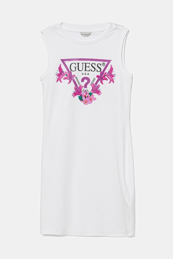 Guess sukienka bawełniana dziecięca nadruk biały J4RK38.KA6W4.PPYA