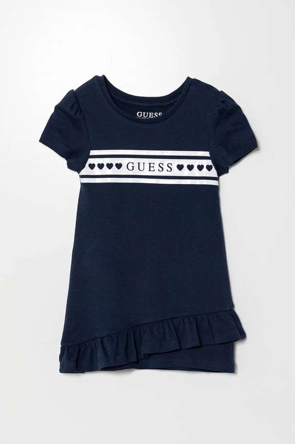 Dětské bavlněné šaty Guess midi námořnická modř K5RK04.KA6W4.PPYA