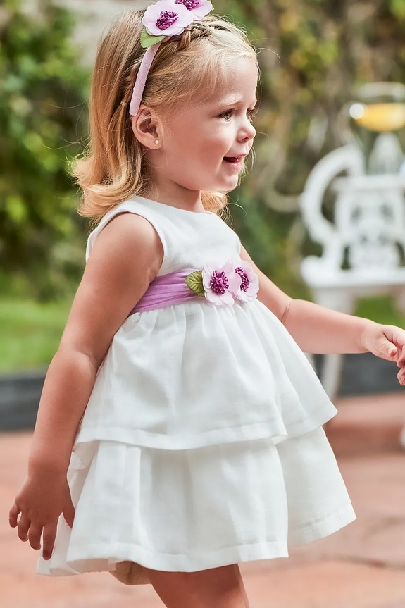 Παιδικό φόρεμα Mayoral στρογγυλό λευκό 1911.4C.Baby.PPYA