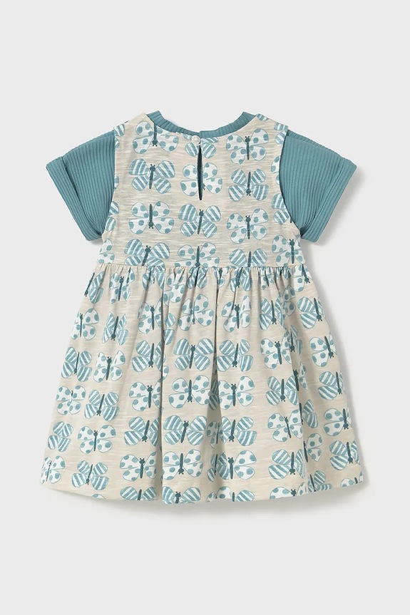 Dječja pamučna haljina Mayoral 1918.4D.Baby.PPYA tirkizna SS25