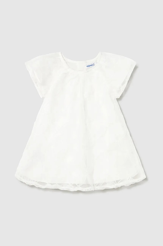 Παιδικό φόρεμα Mayoral απλικέ λευκό 1982.4A.Baby.PPYA