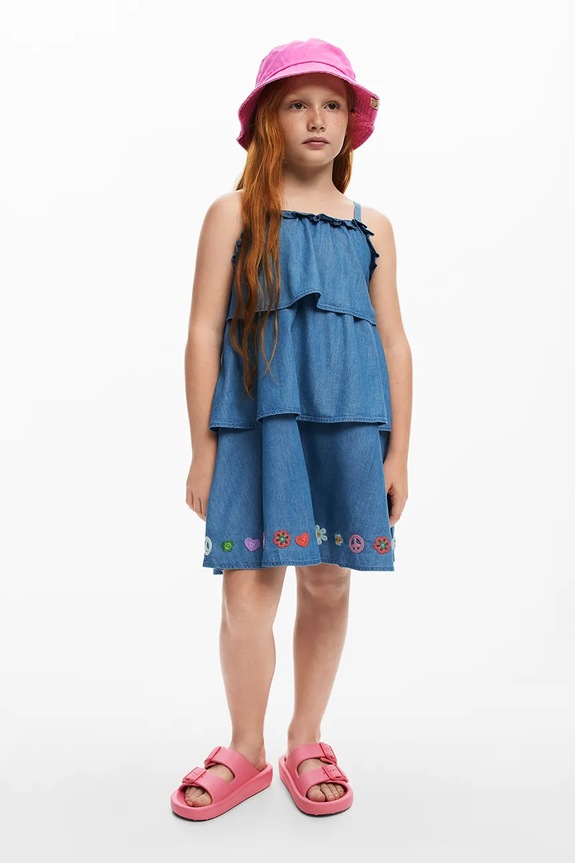 Otroška jeans obleka Desigual 25SGVW04 modra