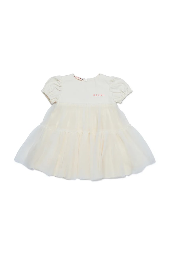 Dětské bavlněné šaty Marni MD294B DRESS mini béžová M01439