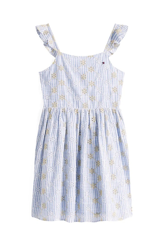 Dječja pamučna haljina Tommy Hilfiger KG0KG08479.PPYA plava SS25