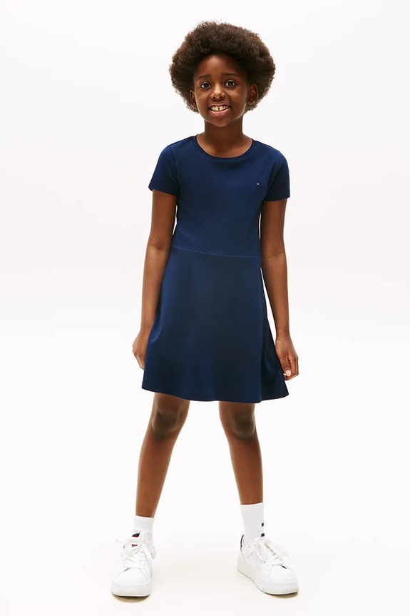 Tommy Hilfiger sukienka bawełniana dziecięca bawełna granatowy KG0KG08487.104.122.PPYA