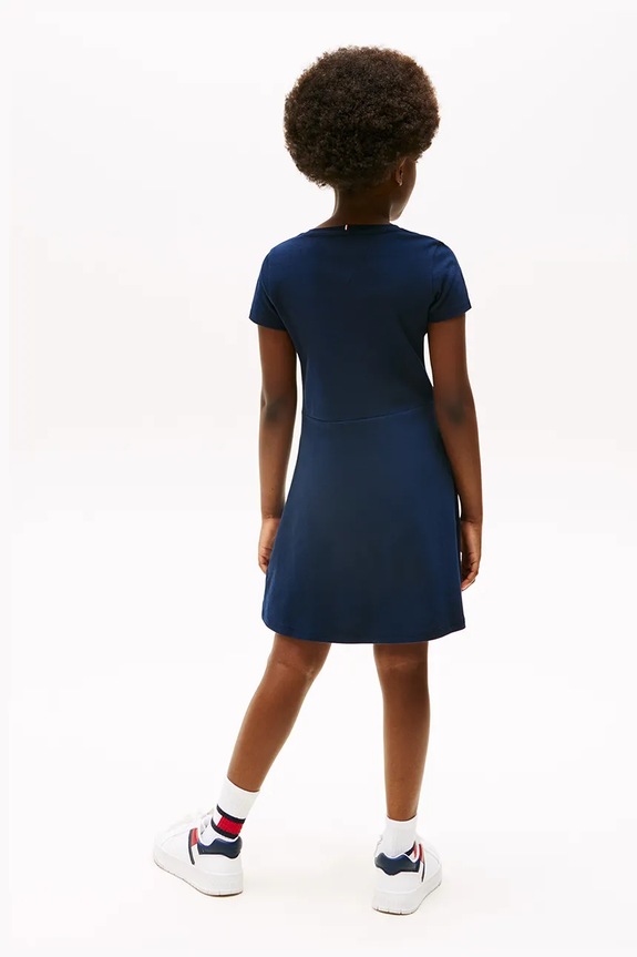 Dziewczynka Tommy Hilfiger sukienka bawełniana dziecięca KG0KG08487.104.122.PPYA granatowy