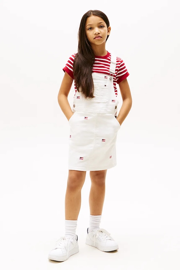 Dětské bavlněné šaty Tommy Hilfiger mini bílá KG0KG08490.98.122.PPYA