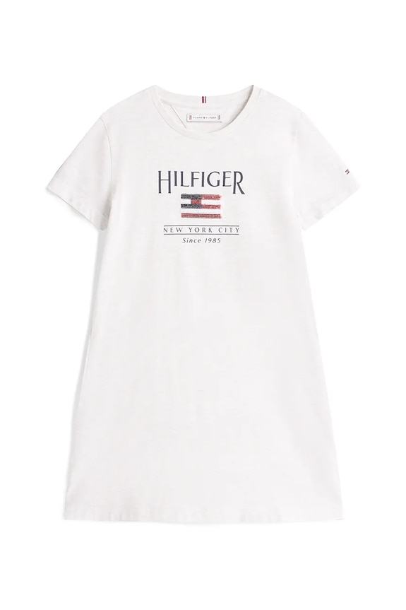 Dievčenské bavlnené šaty Tommy Hilfiger KG0KG08563.116.122.PPYA biela SS25