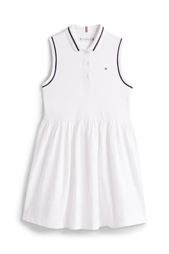 Dievčenské bavlnené šaty Tommy Hilfiger KG0KG08566.128.176.PPYA biela SS25