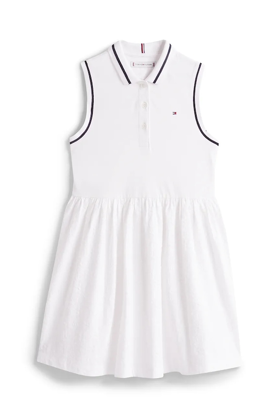 Dievčenské bavlnené šaty Tommy Hilfiger KG0KG08566.128.176.PPYA biela SS25