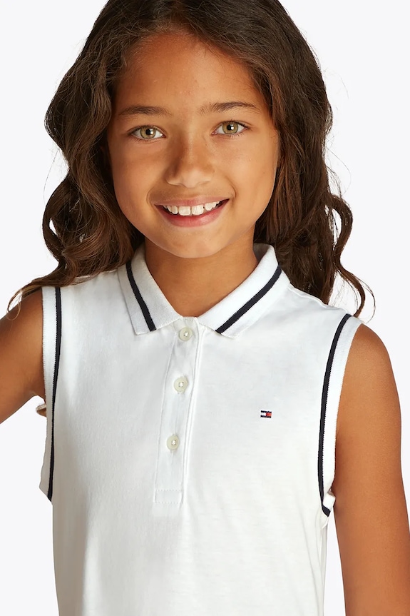 Dievčenské bavlnené šaty Tommy Hilfiger biela KG0KG08566.128.176.PPYA