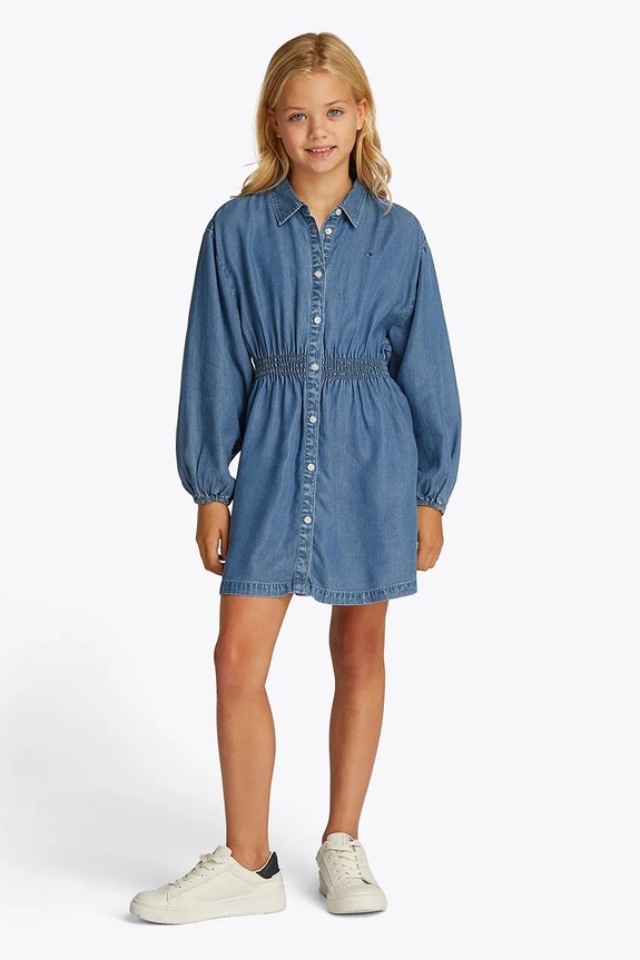 Dječja haljina Tommy Hilfiger dugi plava KG0KG08567.128.176.PPYA