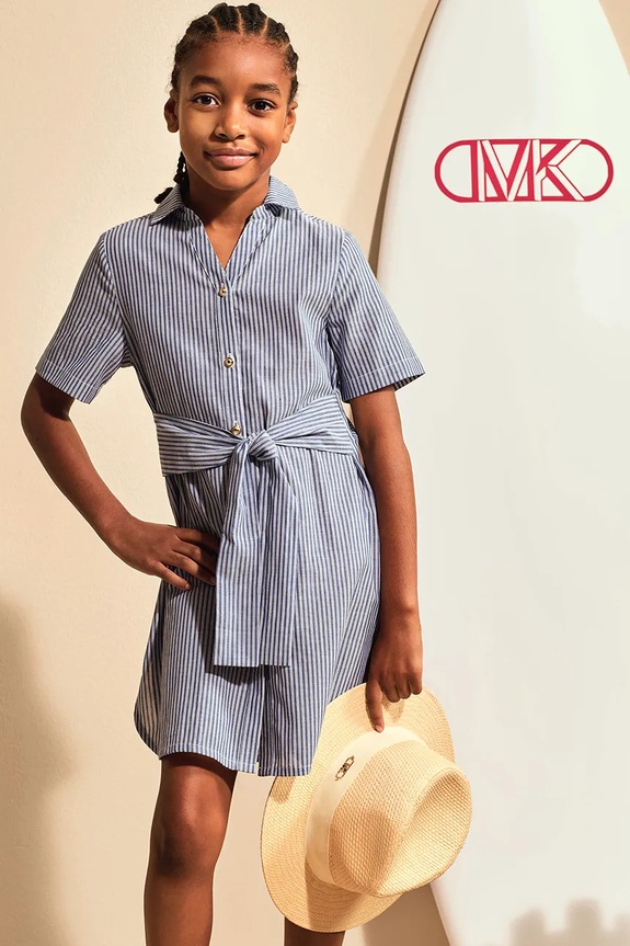 Dječja pamučna haljina Michael Kors R30301.114.150 plava