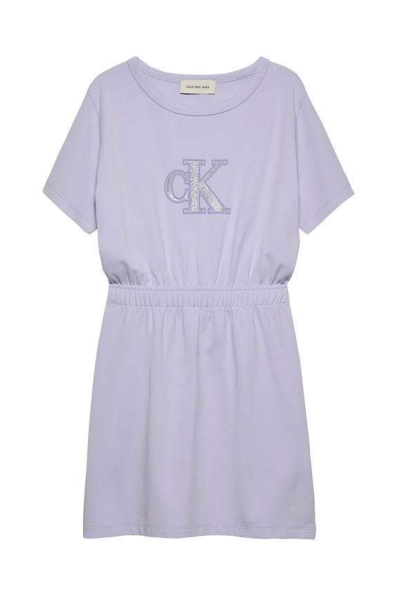 Dievčenské šaty Calvin Klein Jeans pletenina fialová IG0IG02905.128.176.PPYA