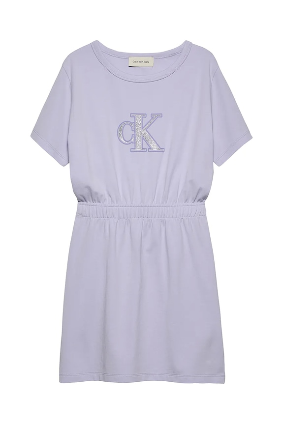 Dievčenské šaty Calvin Klein Jeans pletenina fialová IG0IG02905.128.176.PPYA