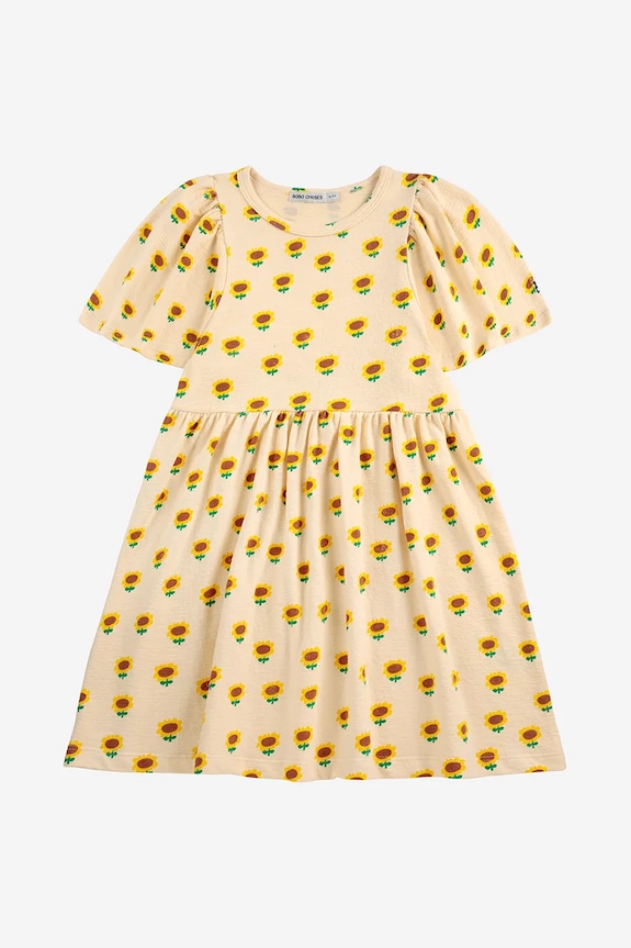 Dievčenské bavlnené šaty Bobo Choses Sunflower 125AC090 žltá SS25