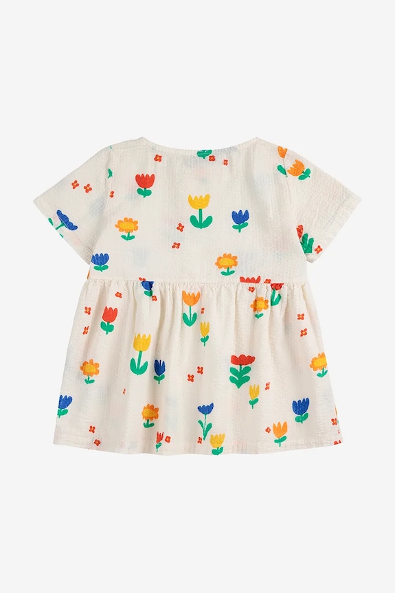 Dětské bavlněné šaty Bobo Choses Garden Party 125AB082 bílá SS25