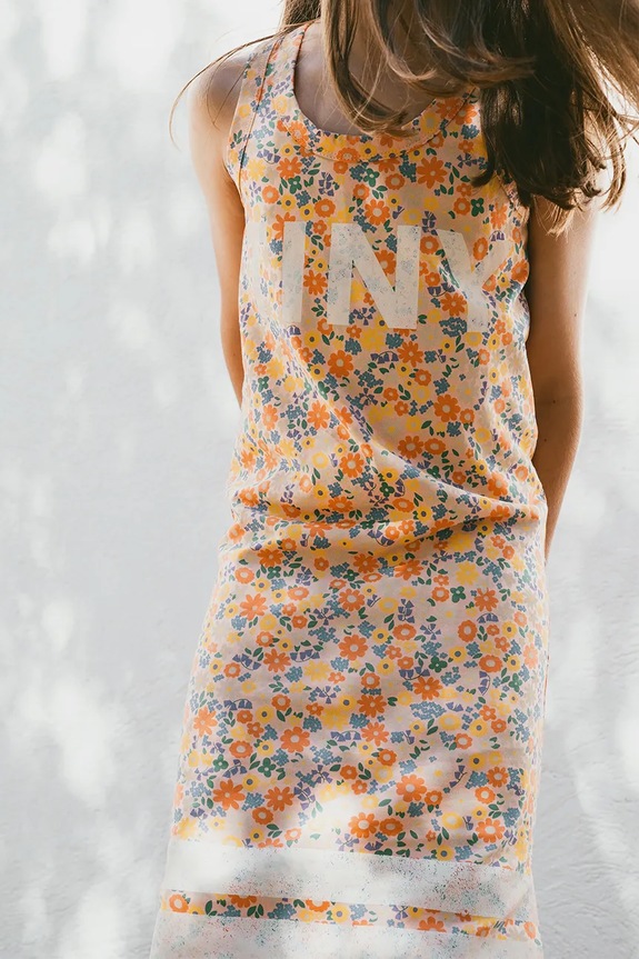 Dječja pamučna haljina Tinycottons GARDEN DRESS Planet friendly narančasta SS25.019