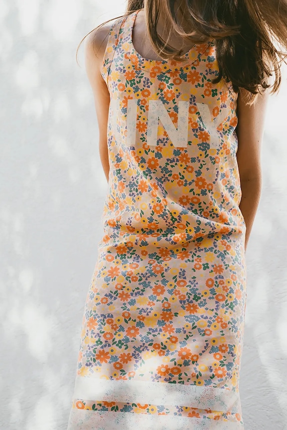 Dječja pamučna haljina Tinycottons GARDEN DRESS Planet friendly narančasta SS25.019
