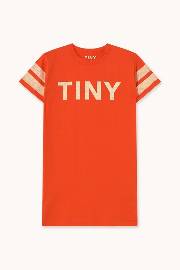 Tinycottons sukienka bawełniana dziecięca STRIPES DRESS SS25.135 pomarańczowy SS25