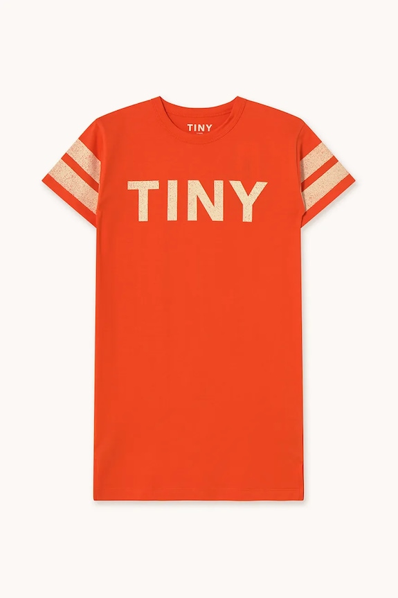 Tinycottons sukienka bawełniana dziecięca STRIPES DRESS SS25.135 pomarańczowy SS25