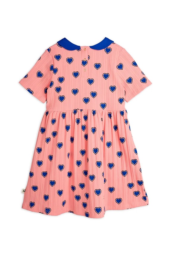 Dziewczynka Mini Rodini sukienka bawełniana dziecięca Outlined hearts 2525011028 różowy