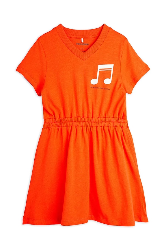 Dievčenské bavlnené šaty Mini Rodini Note 2525012142 oranžová SS25