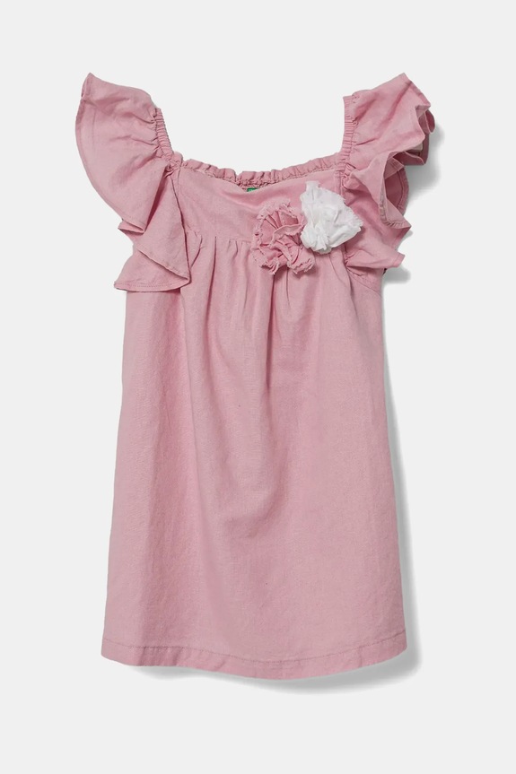 Dječja lanena suknja United Colors of Benetton bez uzorka roza 43WBGV026.P.Seasonal