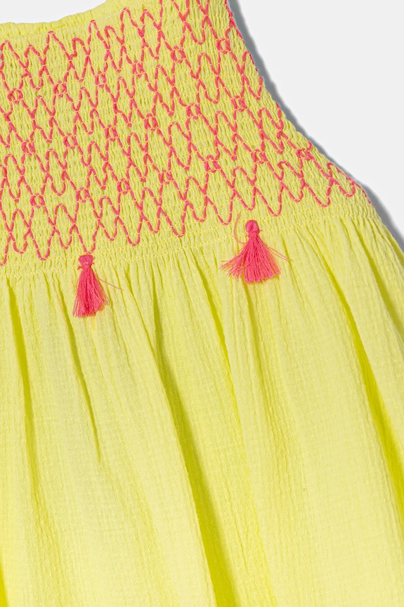 Deklice Otroška bombažna obleka United Colors of Benetton 4M6BGV02G.P.Seasonal rumena