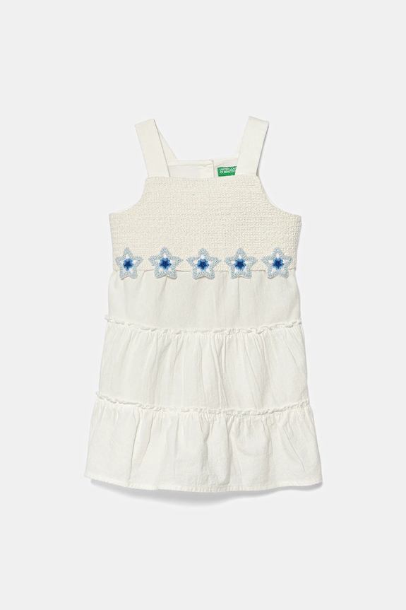 Παιδικό βαμβακερό φόρεμα United Colors of Benetton βαμβάκι λευκό 47JKGV02F.P.Seasonal