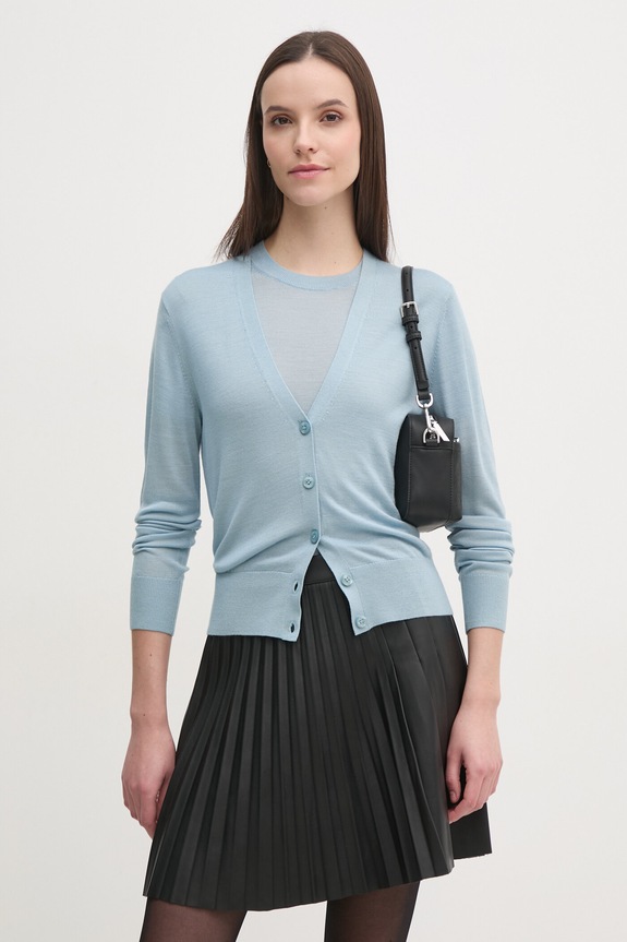 Calvin Klein kardigan z domieszką wełny melanż niebieski K20K207935