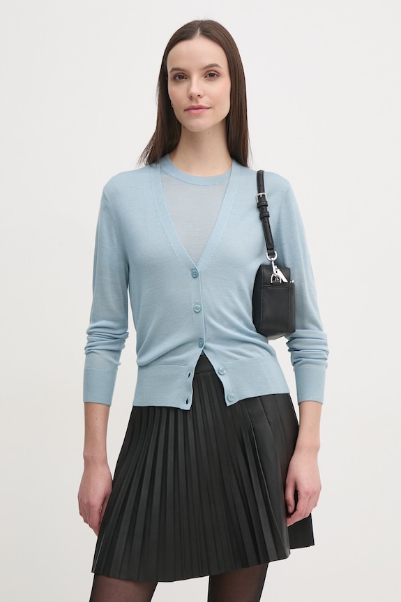 Calvin Klein kardigan z domieszką wełny melanż niebieski K20K207935