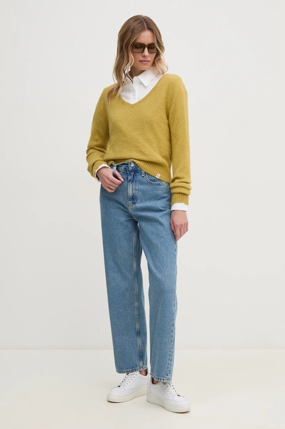 Πουλόβερ με προσθήκη μαλλιού Calvin Klein Jeans J20J224801 κίτρινο SS25