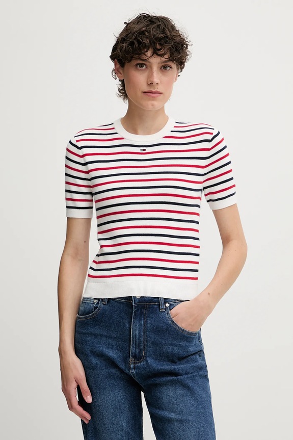 Tommy Jeans sweter bawełniany biały DW0DW19336