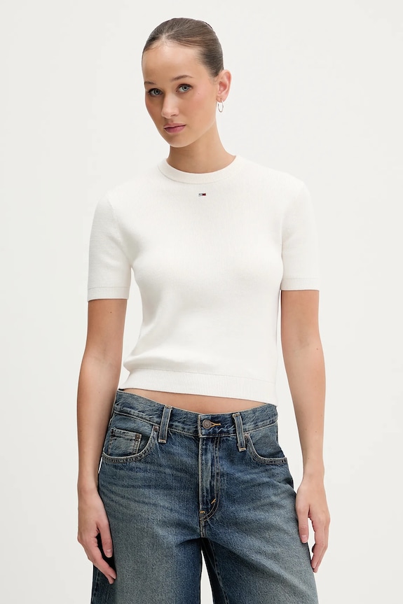 Tommy Jeans sweter bawełniany bawełna beżowy DW0DW19336
