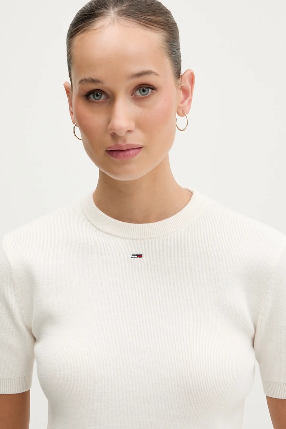 Tommy Jeans sweter bawełniany beżowy DW0DW19336