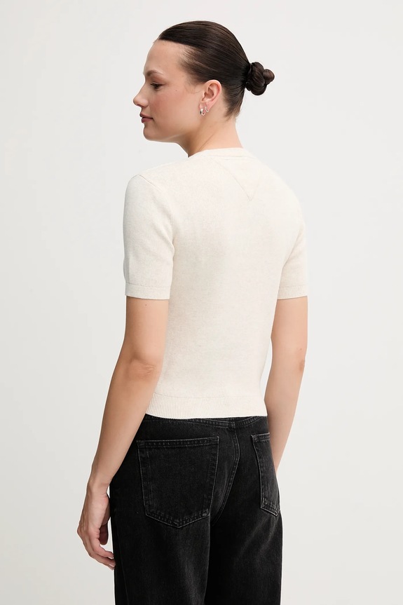Bombažen pulover Tommy Jeans DW0DW19336 bež SS26