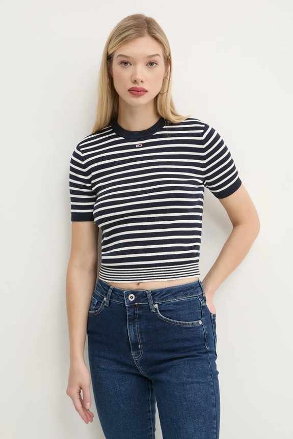 Tommy Jeans pulover de bumbac subtiri bleumarin DW0DW19336