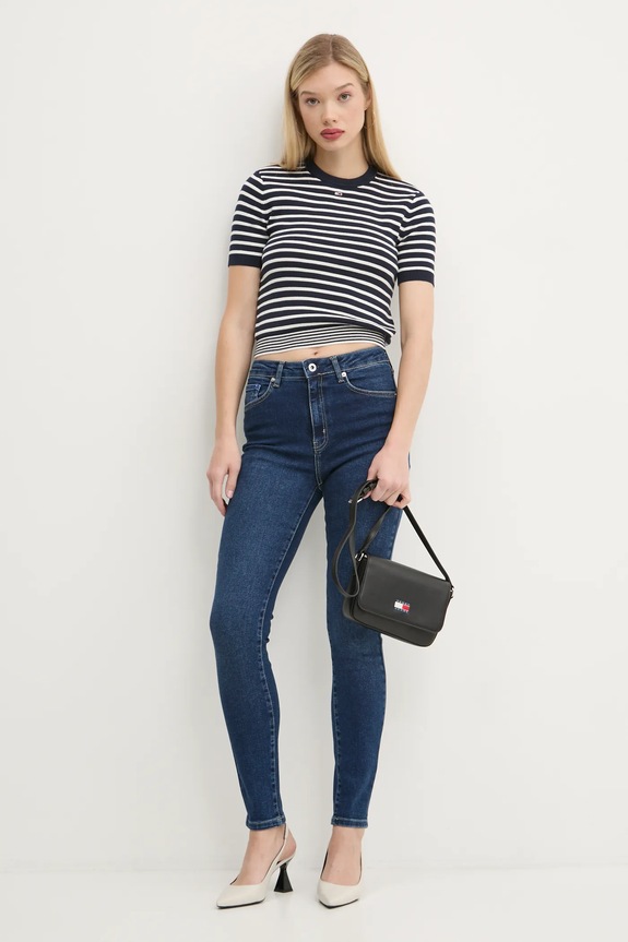 Tommy Jeans pulover de bumbac DW0DW19336 bleumarin SS26