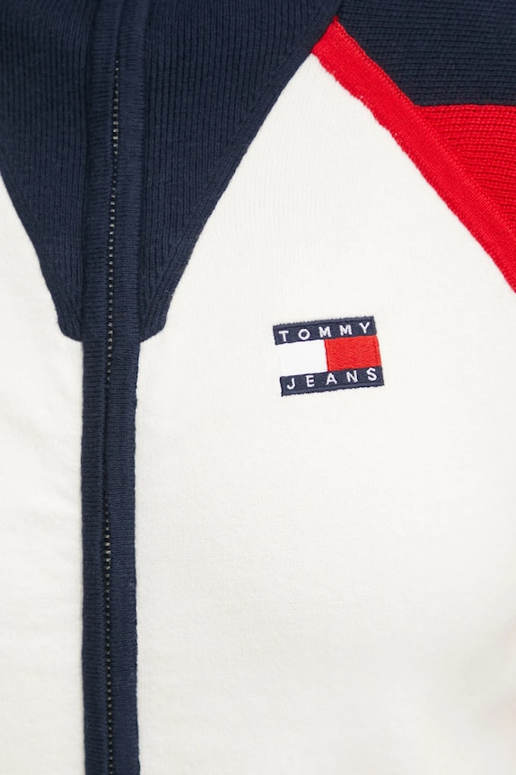 Ζακέτα από μίγμα μαλλιού Tommy Jeans DW0DW19338 μπεζ