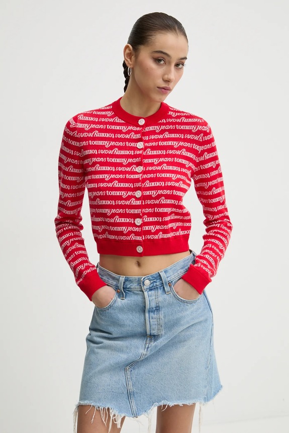 Πουλόβερ Tommy Jeans κόκκινο DW0DW19340