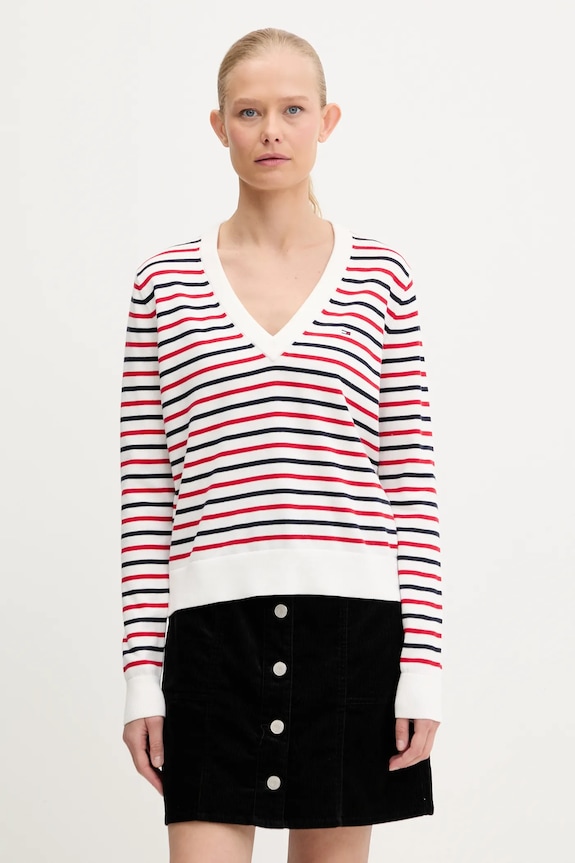 Tommy Jeans pamut pulóver fehér DW0DW19888