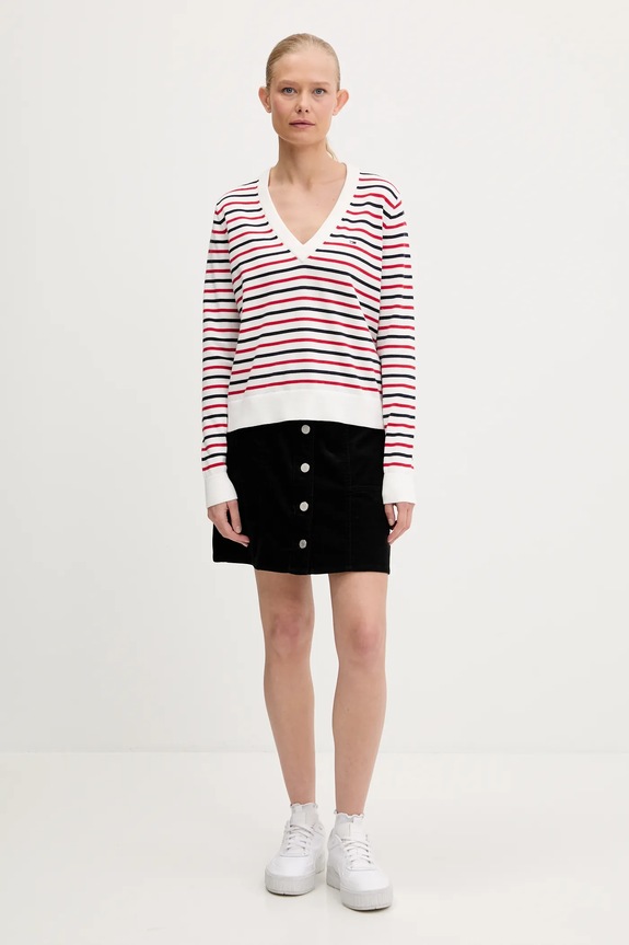 Tommy Jeans pamut pulóver DW0DW19888 fehér SS26