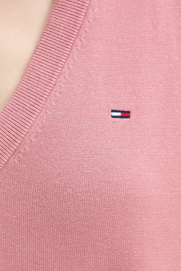 Tommy Jeans pamut pulóver DW0DW19888 rózsaszín