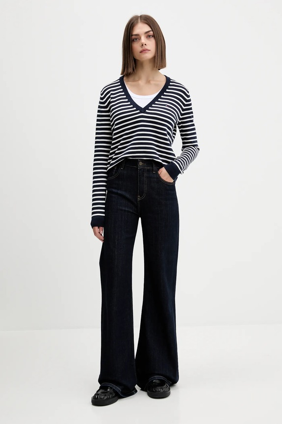 Tommy Jeans pamut pulóver DW0DW19888 sötétkék SS26