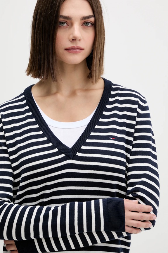 Tommy Jeans pamut pulóver sötétkék DW0DW19888