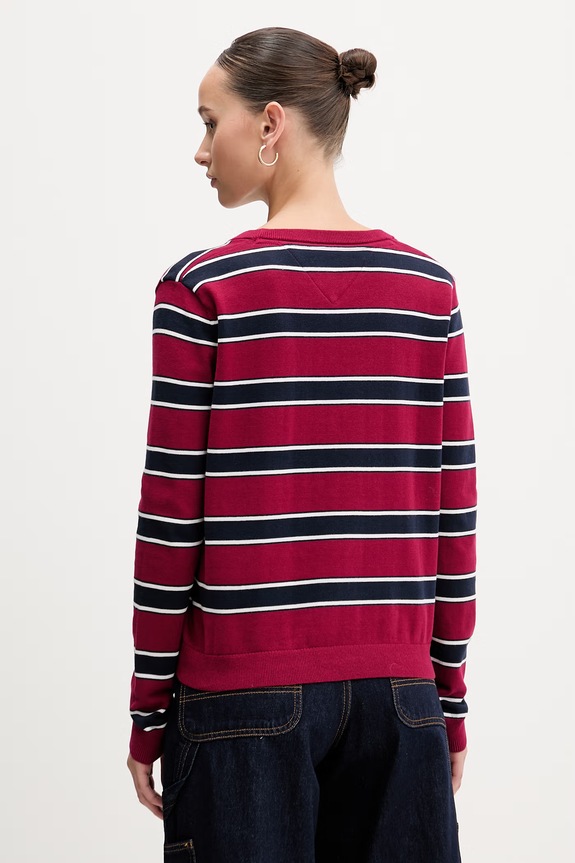Îmbrăcăminte Tommy Jeans pulover de bumbac DW0DW19888 burgundia