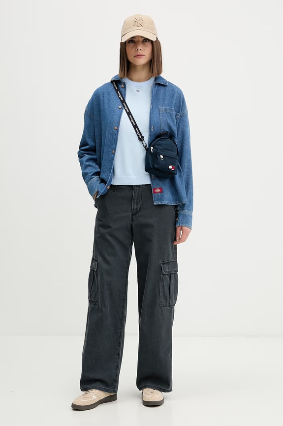 Tommy Jeans pulover za žene od pamuka DW0DW20159 plava SS26