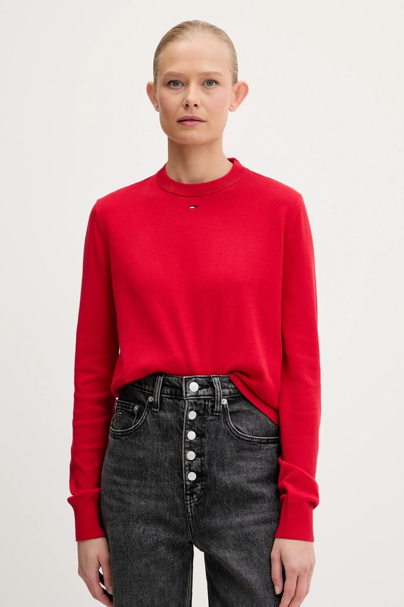 Bavlnený sveter Tommy Jeans červená DW0DW20159