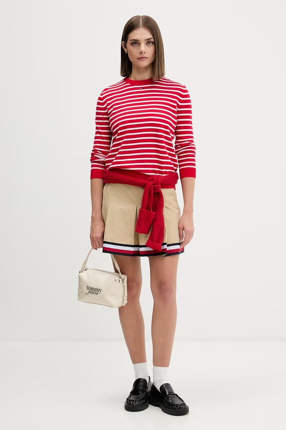 Tommy Jeans pulover za žene od pamuka DW0DW20159 crvena SS26